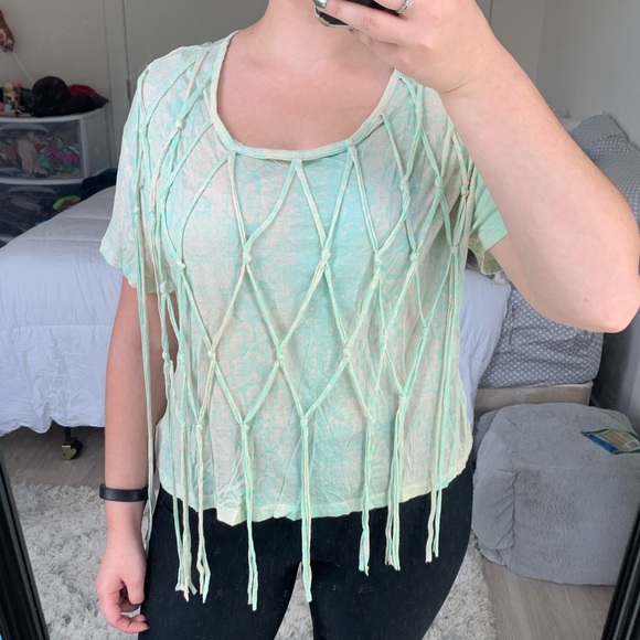 Fringe Knot Snakeskin Print T Shirt - Picture 2 of 8